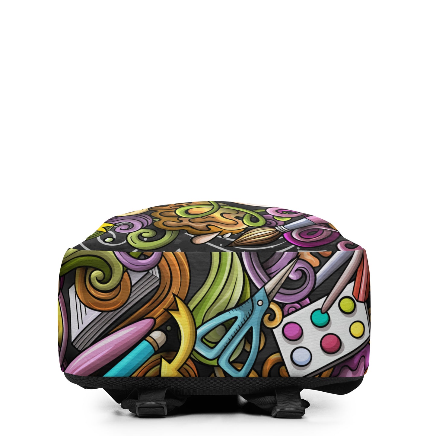 Artistic Doodle Design Backpack with Laptop Pocket - 100% Polyester, Water-Resistant, 20L Capacity, Ideal for Artists and Creatives