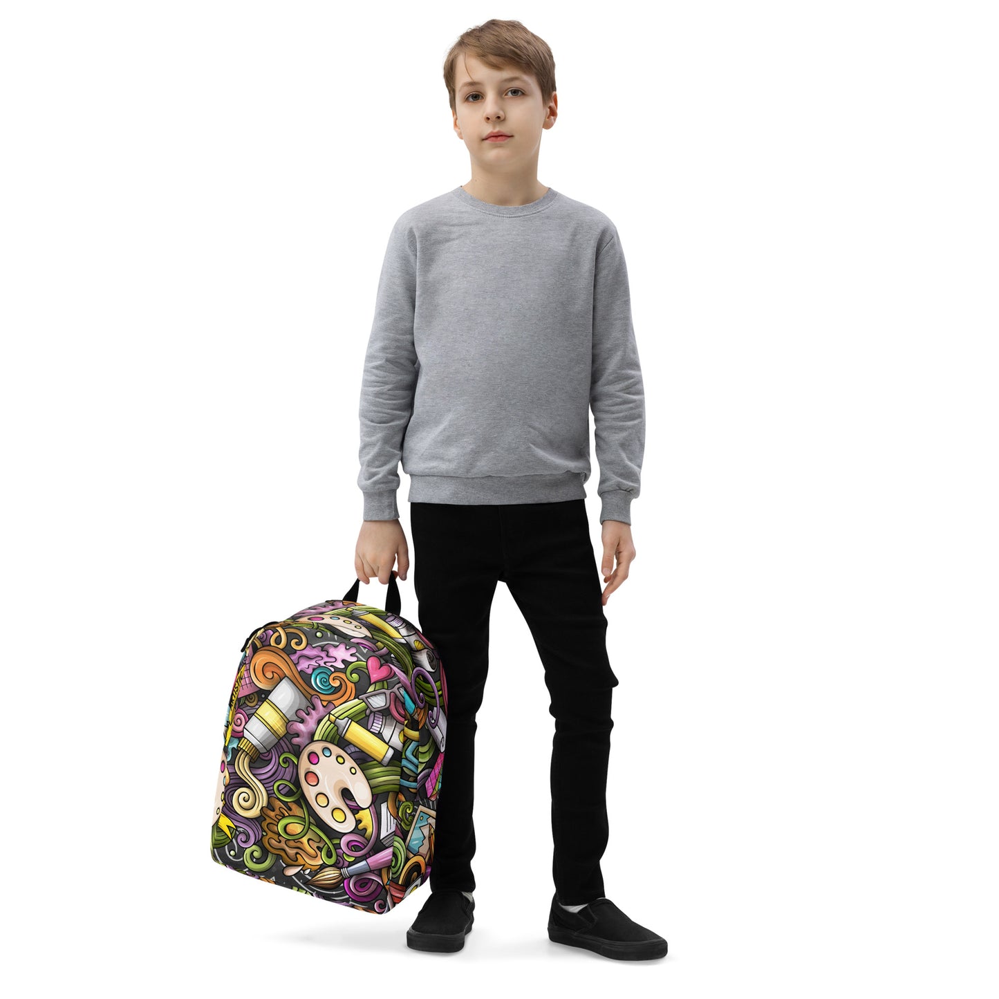 Artistic Doodle Design Backpack with Laptop Pocket - 100% Polyester, Water-Resistant, 20L Capacity, Ideal for Artists and Creatives