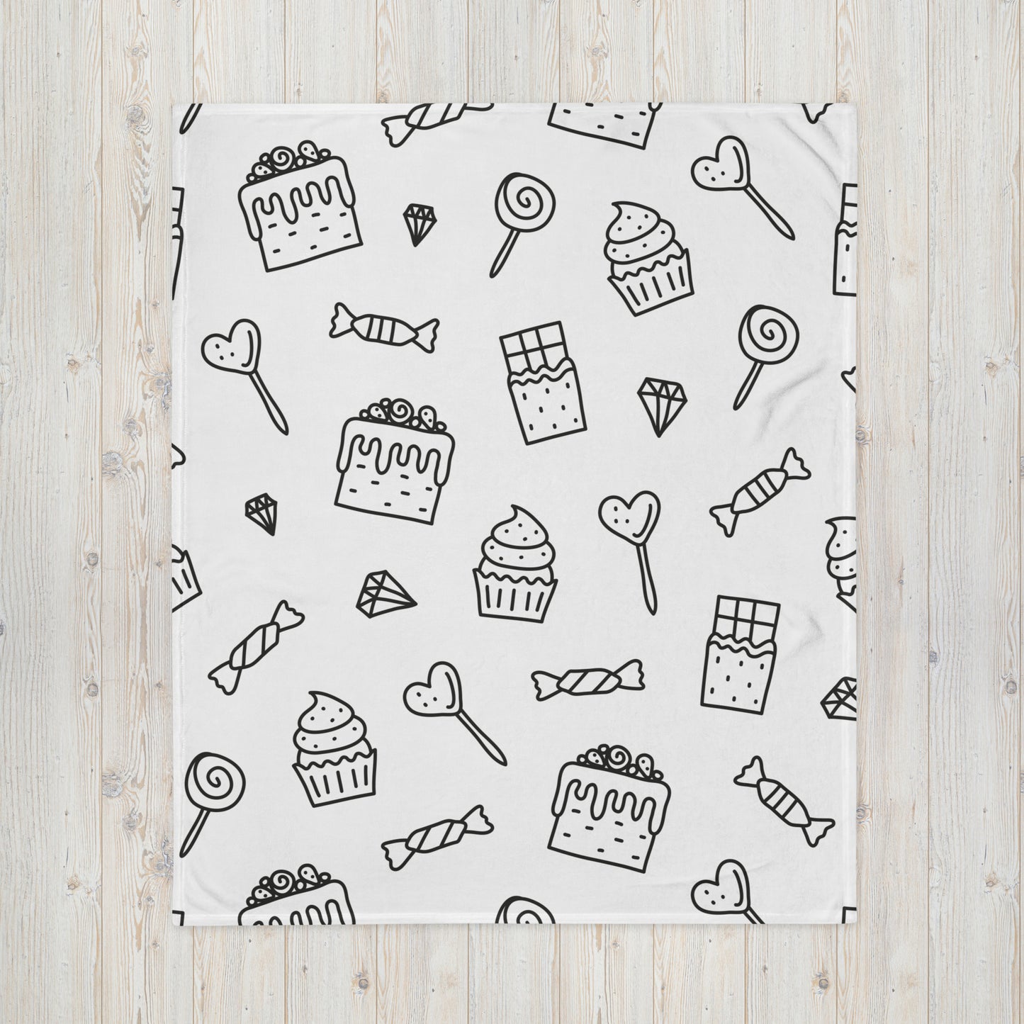 Cute Dessert Doodle Design Throw Blanket