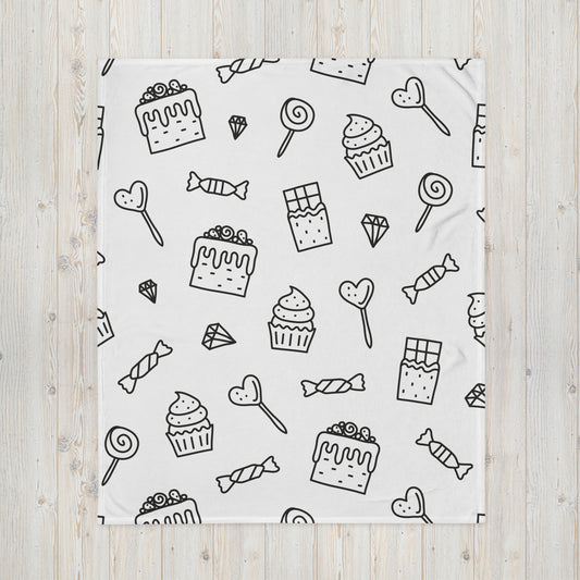 Cute Dessert Doodle Design Throw Blanket