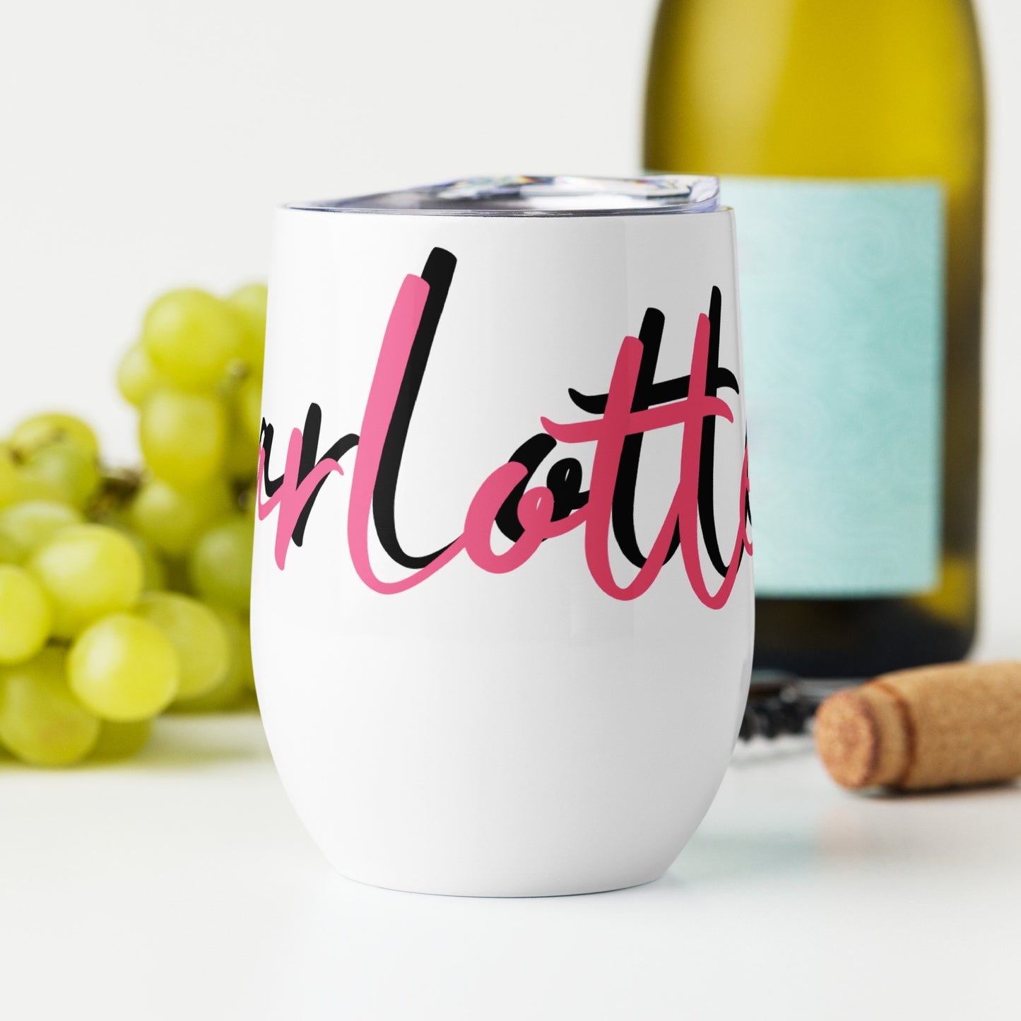 Customisable Double-Wall Stainless Steel Wine Tumbler - 12 oz, Unique Curved Shape, Vacuum Sealed, Ideal for Outdoor Parties
