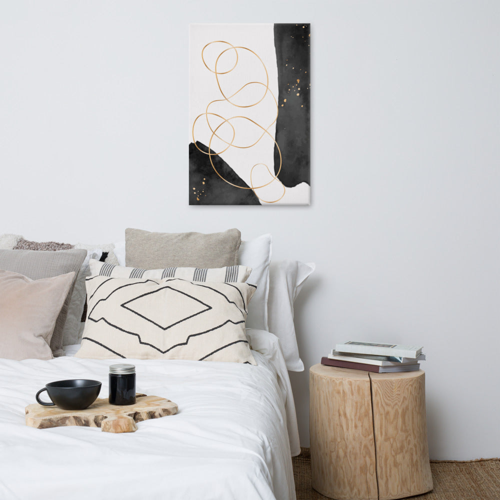 Cosmos - Abstract Black and Gold Print Canvas - 24″×36″