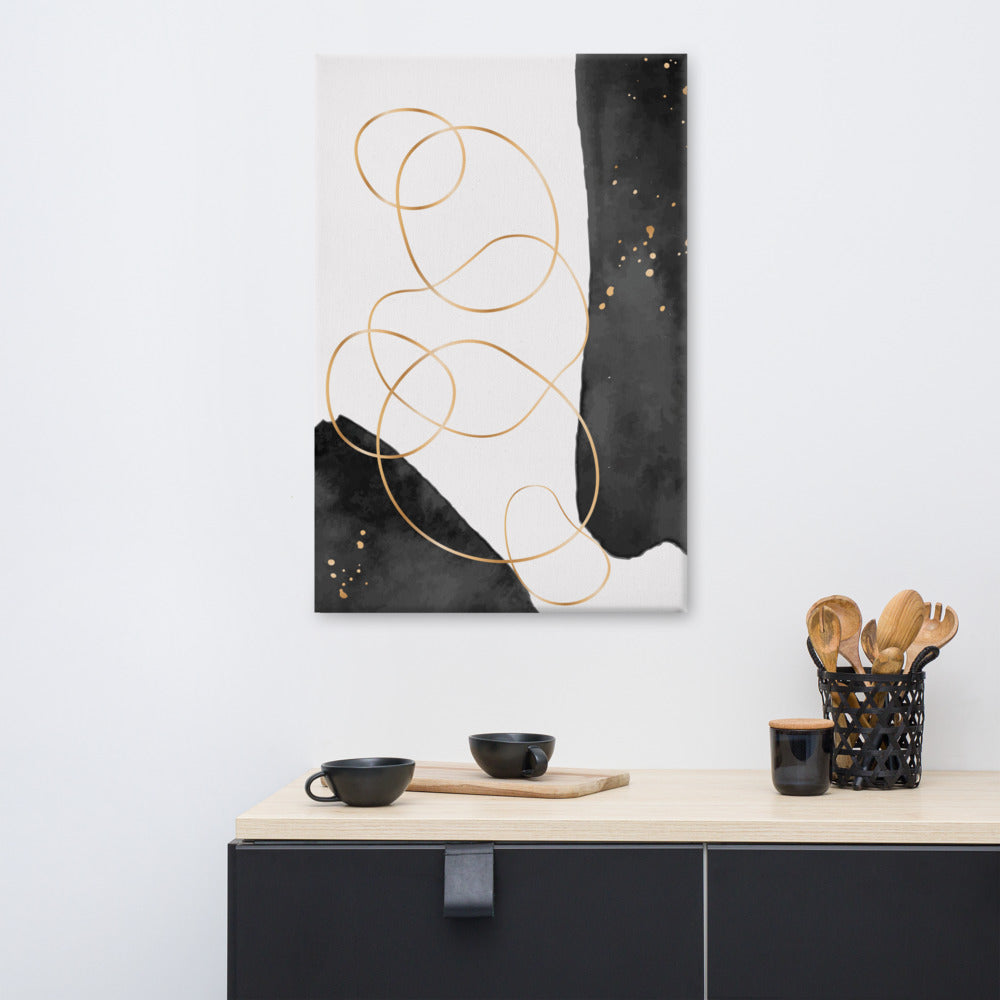 Cosmos - Abstract Black and Gold Print Canvas - 24″×36″