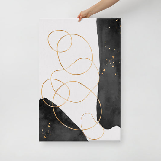 Cosmos - Abstract Black and Gold Print Canvas - 24″×36″