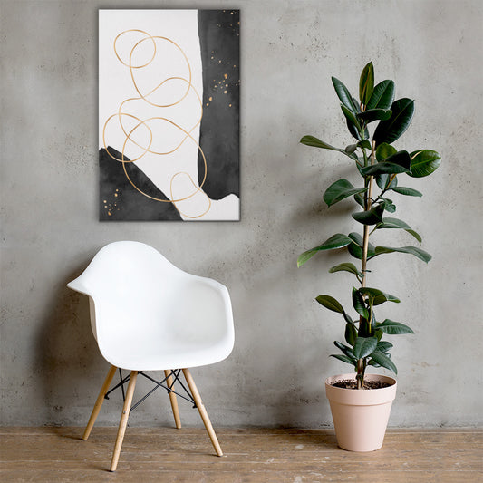 Cosmos - Abstract Black and Gold Print Canvas - 24″×36″