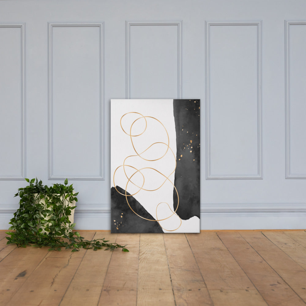 Cosmos - Abstract Black and Gold Print Canvas - 24″×36″