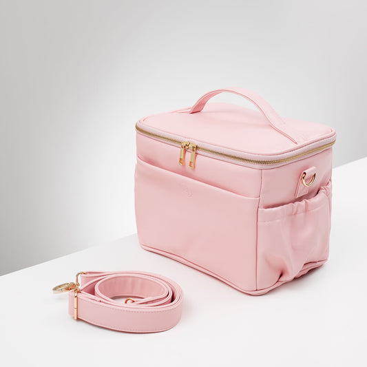 leather lunch bag chic in pink colour