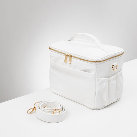 leather lunch bag chic in white colour