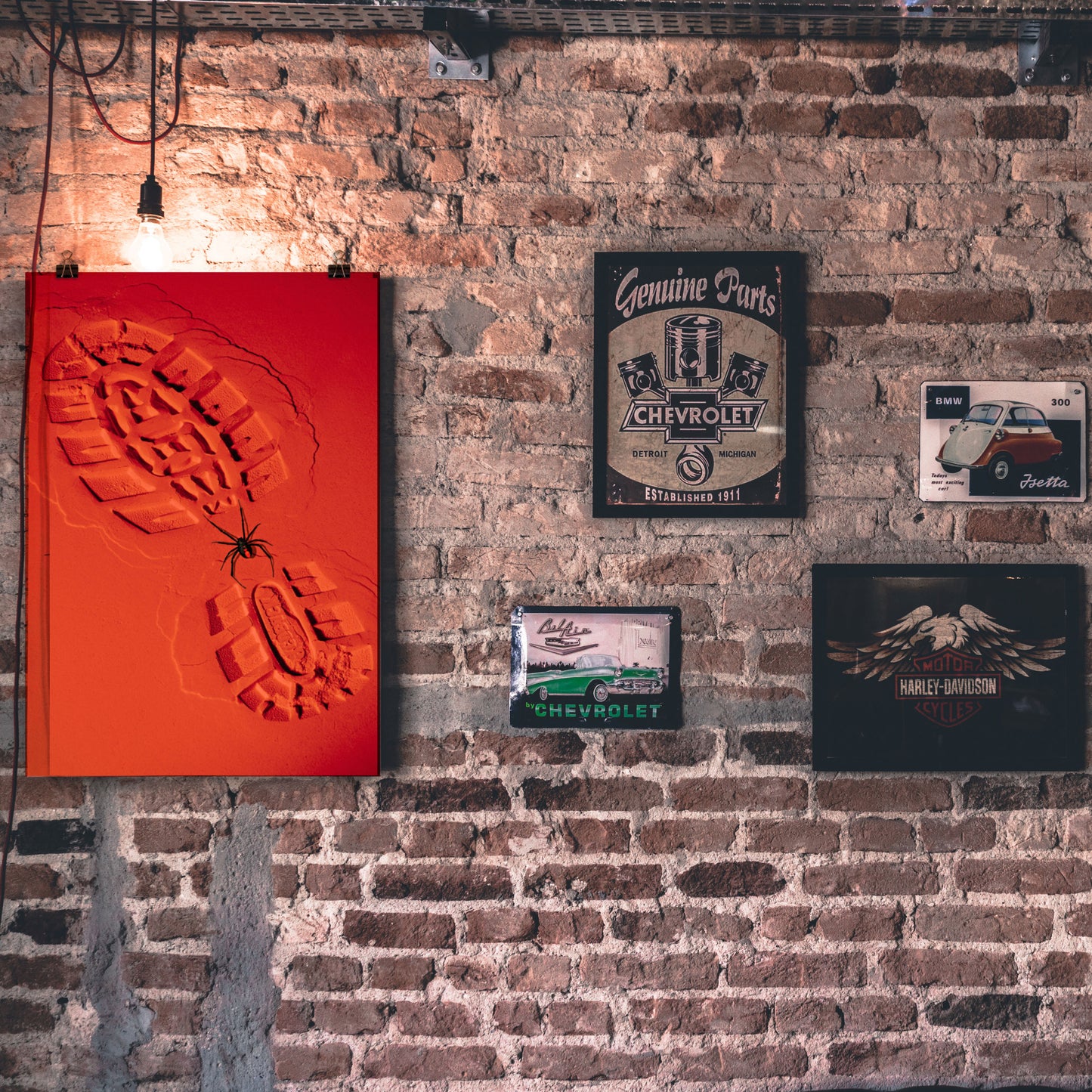 Redback Spider on Red Sand with a Boot Print Poster
