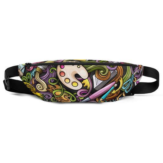 Artistic Tools Colorful Doodle Fanny Pack - Water-Resistant, Adjustable Straps, Perfect for Artists On-The-Go