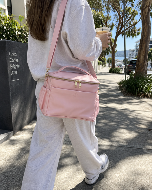 Premium Sustainable Insulated Lunch Bag – Cruelty-Free, Waterproof Faux Leather, Hot & Cold - Blush Pink
