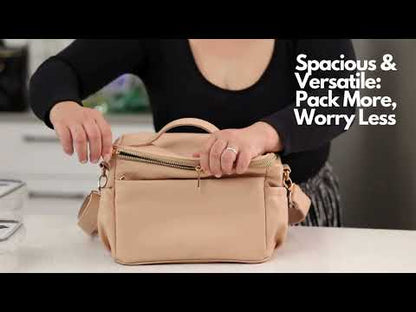 Premium Sustainable Insulated Lunch Bag – Cruelty-Free, Waterproof Faux Leather, Hot & Cold - Winter White