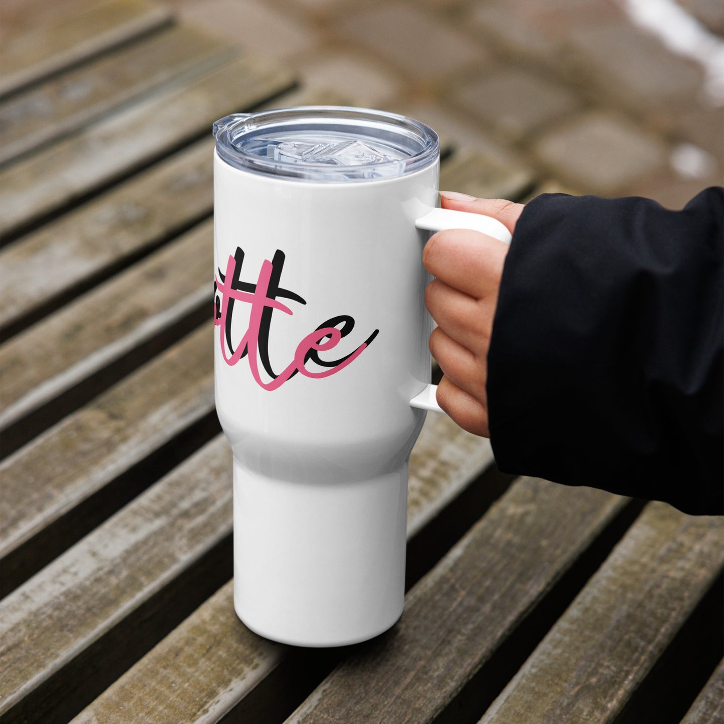 Customisable Stainless Steel Travel Mug with Handle - 25 oz, BPA-Free, Spill-Proof Lid, Printed to Order, Ships from U.S.