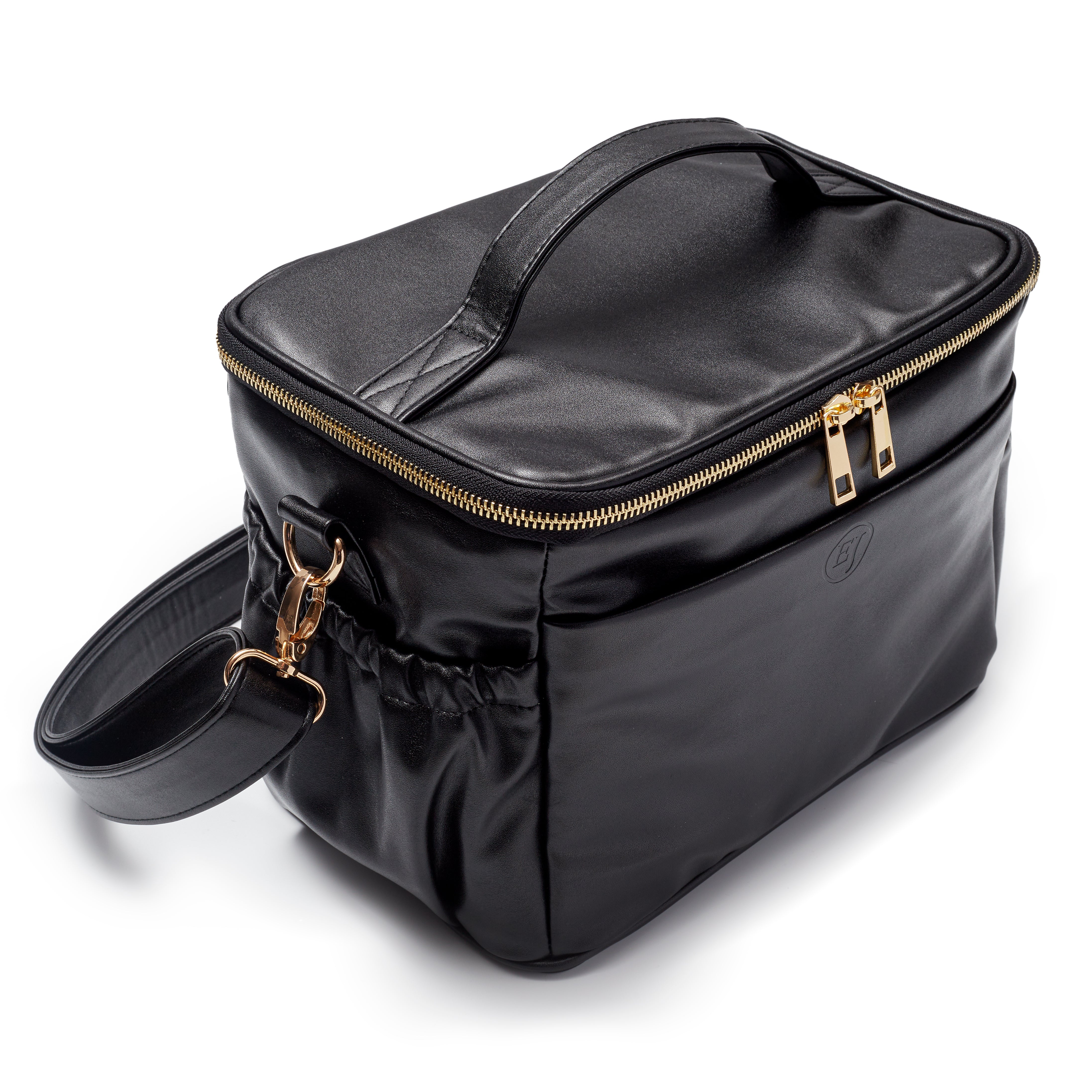 Stylish High Quality Black Insulated Lunch Bag in Premium Waterproof Faux Leather Ella James Home Goods Decor