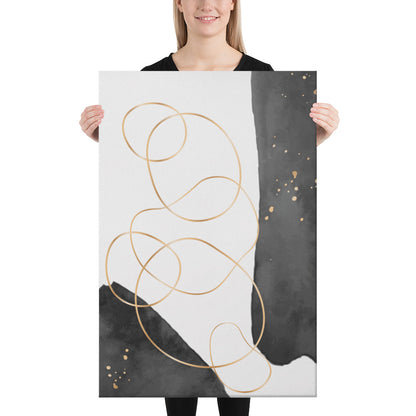 Cosmos - Abstract Black and Gold Print Canvas - 24″×36″